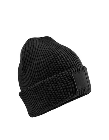 BEE-B336B-Kids Deep Cuffed Tonal Patch Beanie